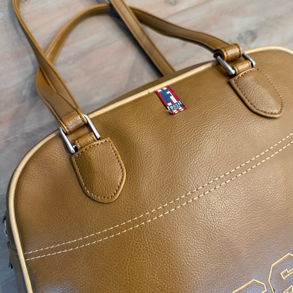 Vintage Fossil Y2K yellow /Brown shoulder strap bag Leather - Picture 3 of 16